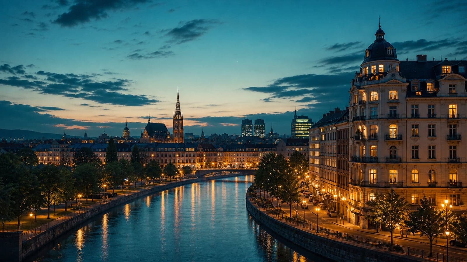 Vienna city panorama in the evening