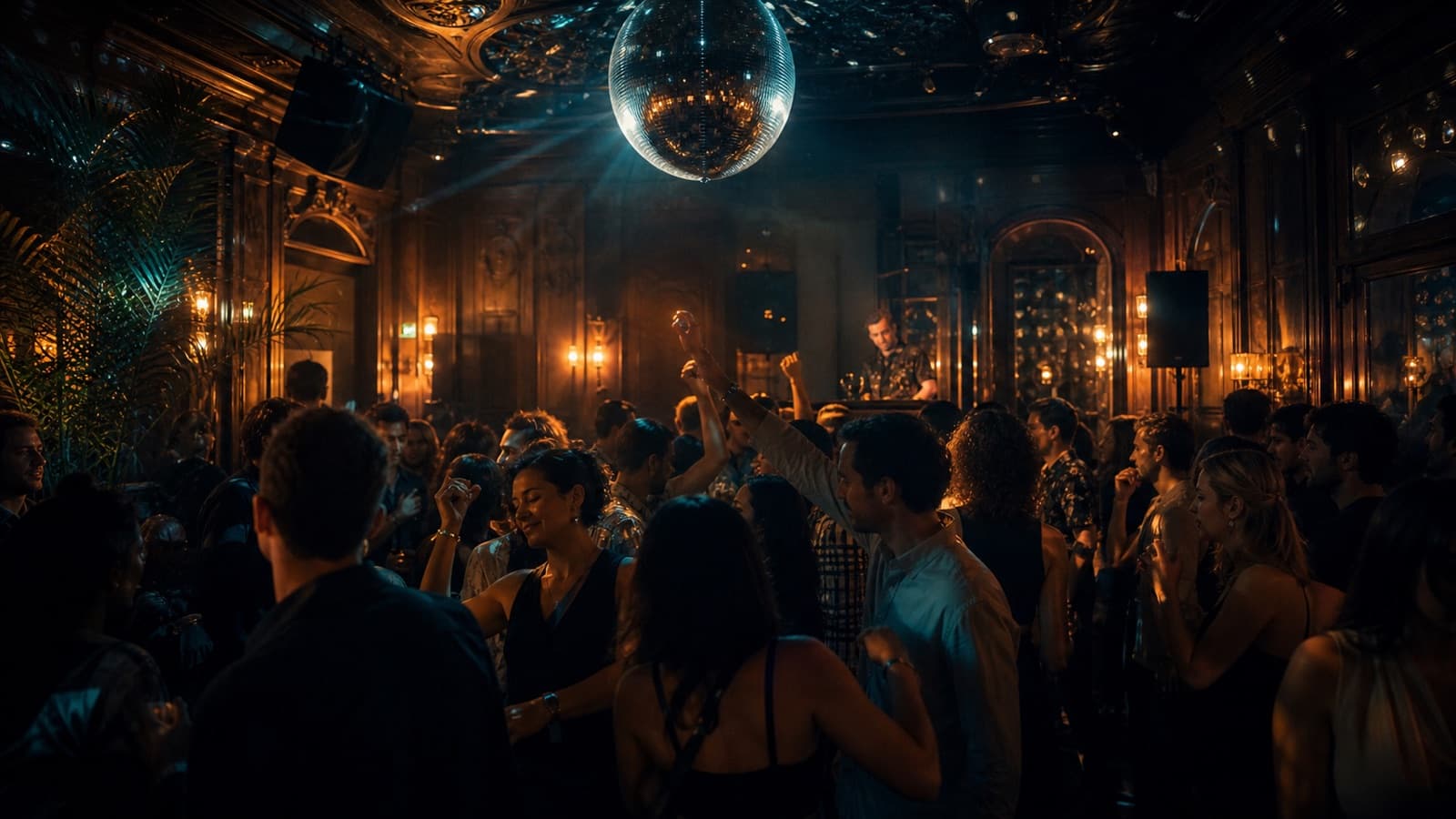 Busy dance floor in a Viennese disco club