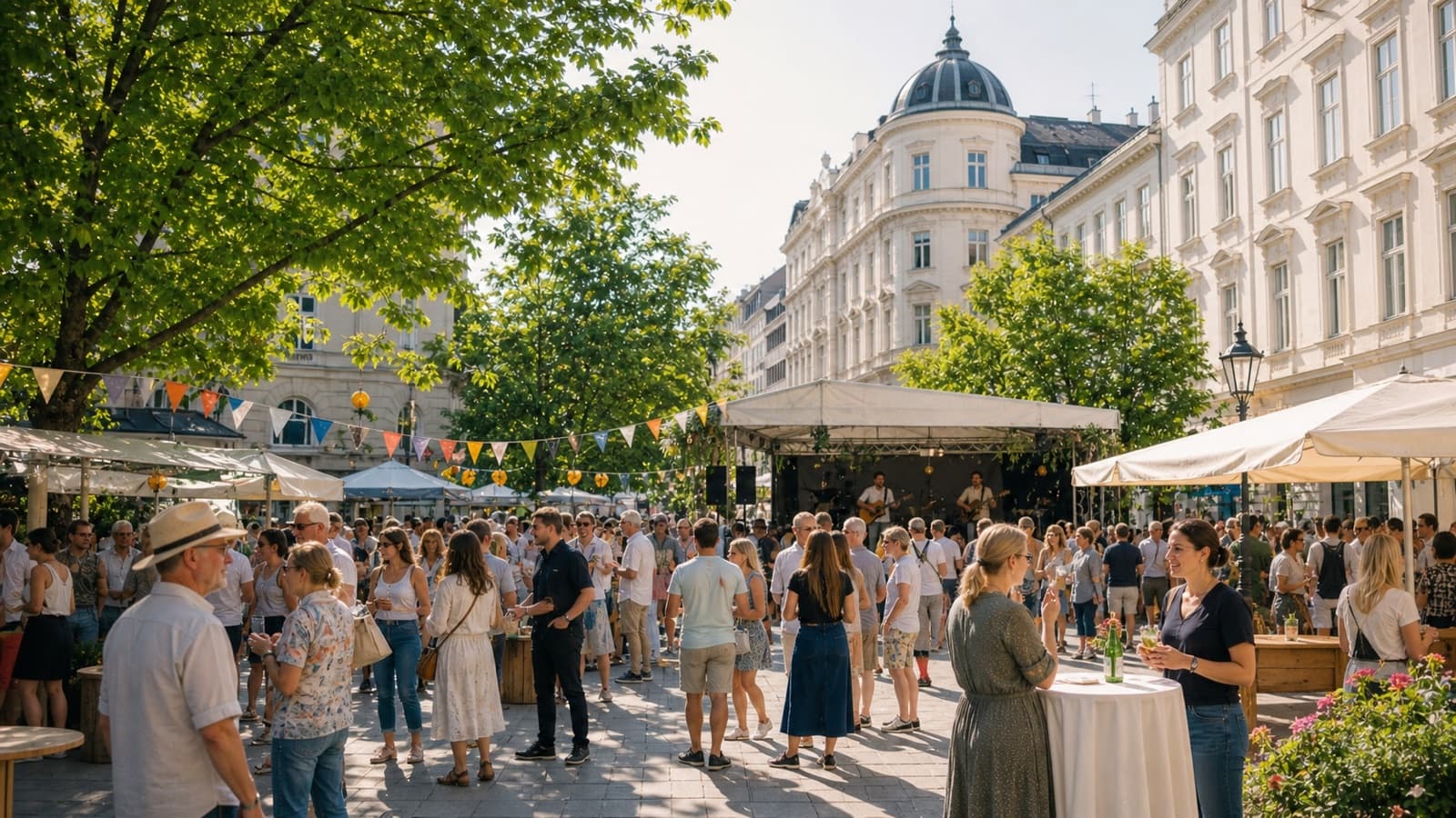 Summer city festival in a Viennese square