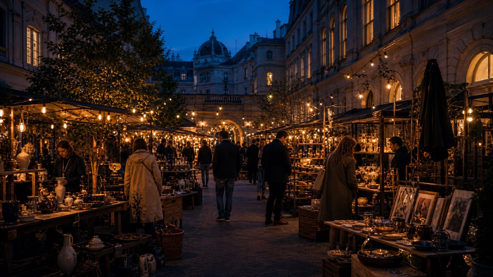 Visitors at a Viennese design and flea market