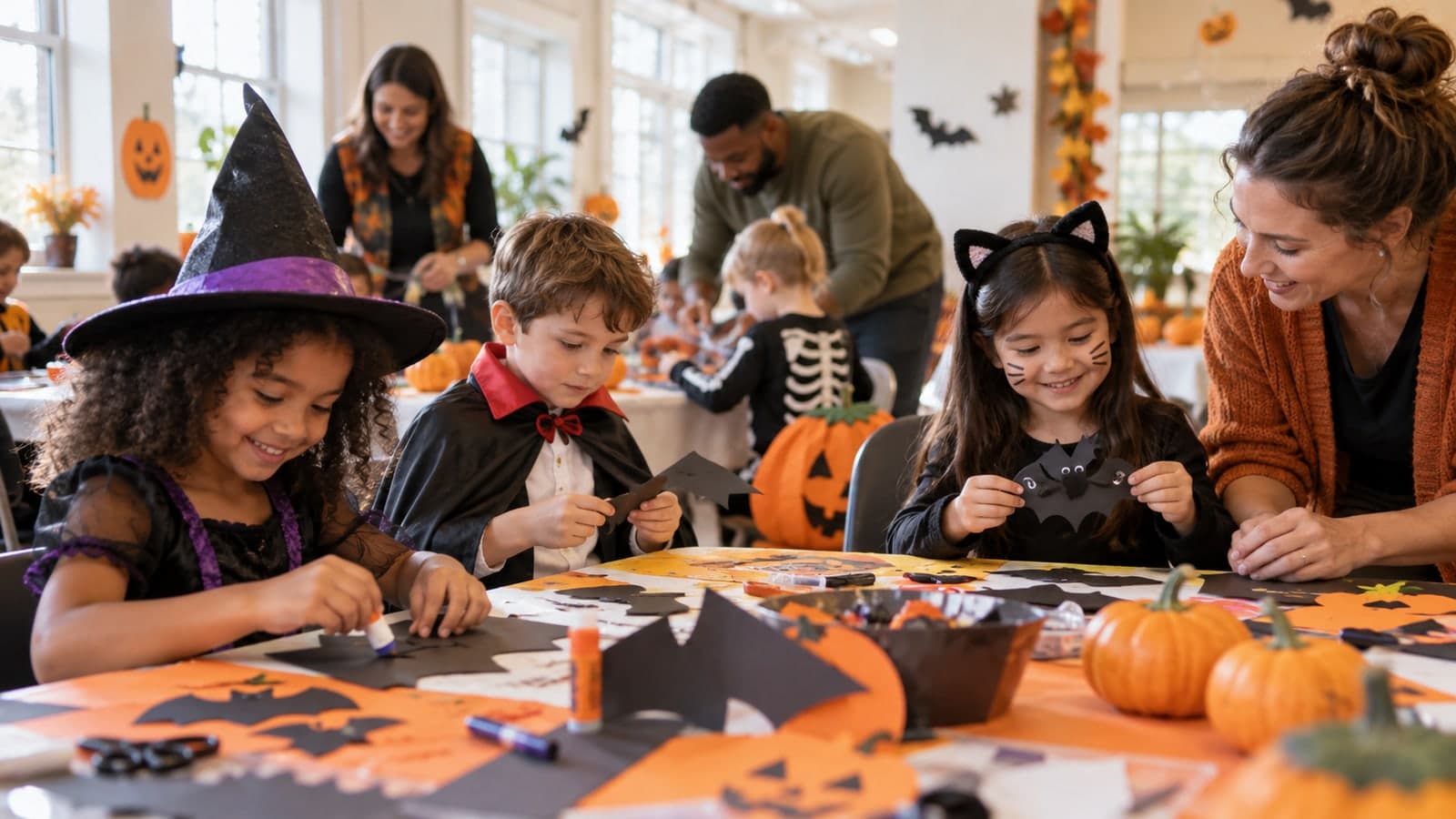 Verkleidete Kinder bei einer Halloween-Aktion